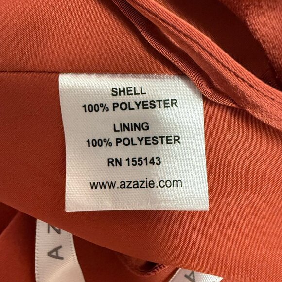 Azazie Dress New Bridesmaid Prom Wedding Party Rust Burnt Orange Spaghetti Strap - Picture 11 of 14